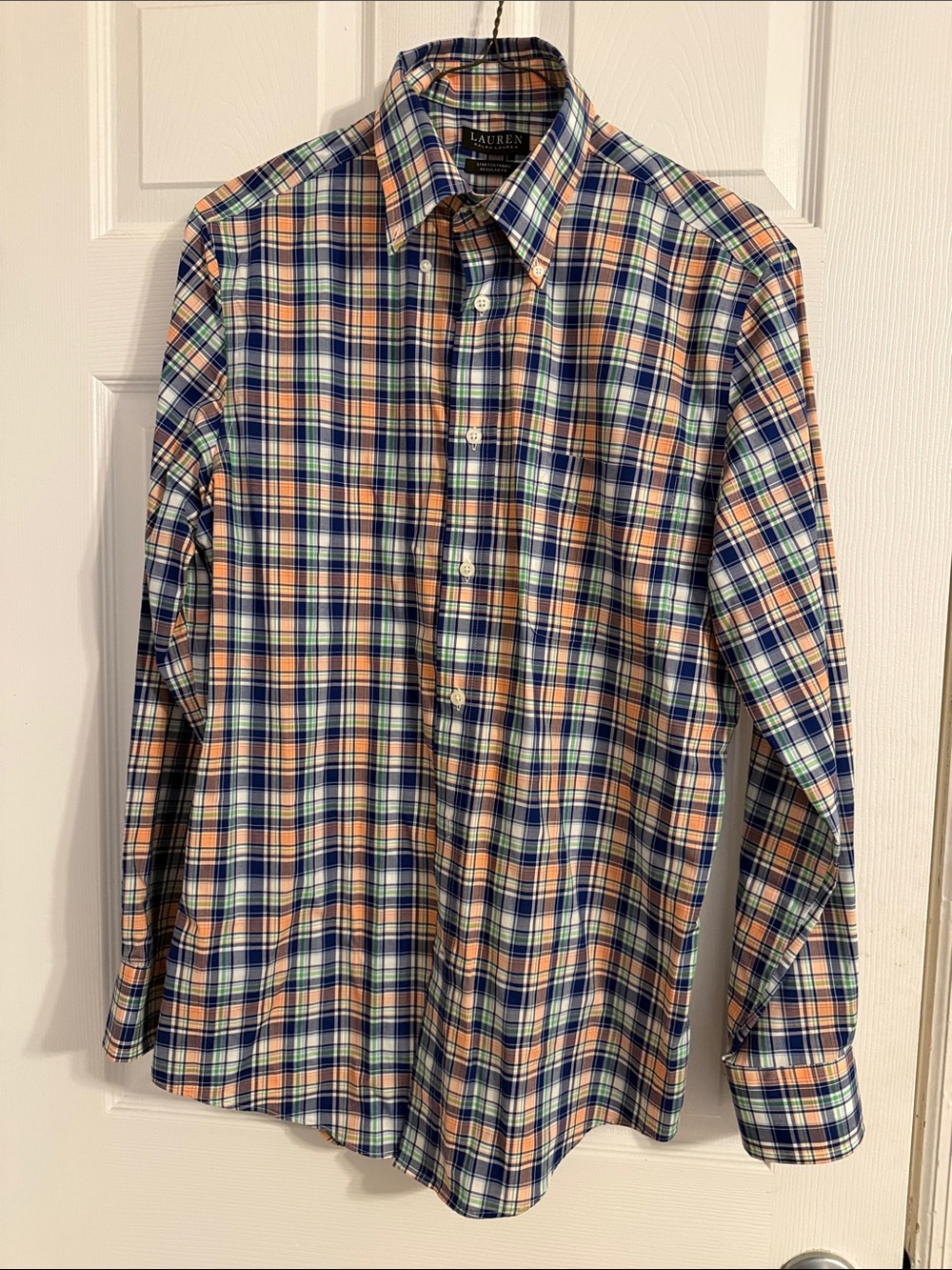 Lauren Ralph Lauren Men's Navy, Orange & White Plaid Button-Down Shirt